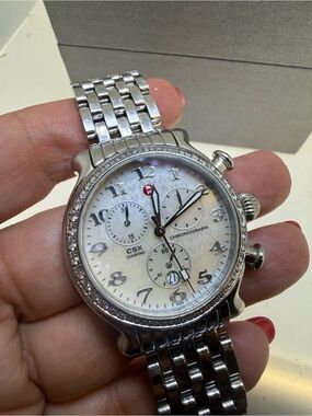 Authentic Michele CSX 1.1 carat of diamonds Steel Watch Mother Of pearl Dial